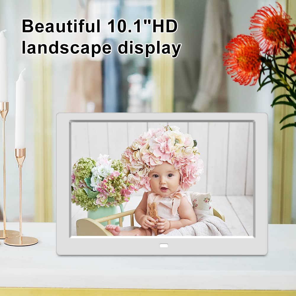 10.1 Inch Digital Picture Frame-IPS Screen Display Digital Photo Frame-Hd Display-Auto-Rotate-Calendar Function-Share Photos or Videos for Friends and Family (White)