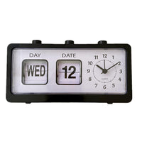 TITA-DONG Digital Calendar Alarm Clock, Vintage Manual Jump Calendar Alarm Clock, Stable Fashionable Plastic Table Calendar Desktop Alarm Clock for Study Room, Bedroom, Living Room, Office(Black)