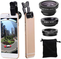 1Pc Black Fisheye Lens iPhone 3 in 1 Wide Angle Fish Eye Macro Lenses Clip-on Universal Lens Phone Lens Kit for Photo and Video Accessories with Most Smartphones for Video, Live Show, Vlog