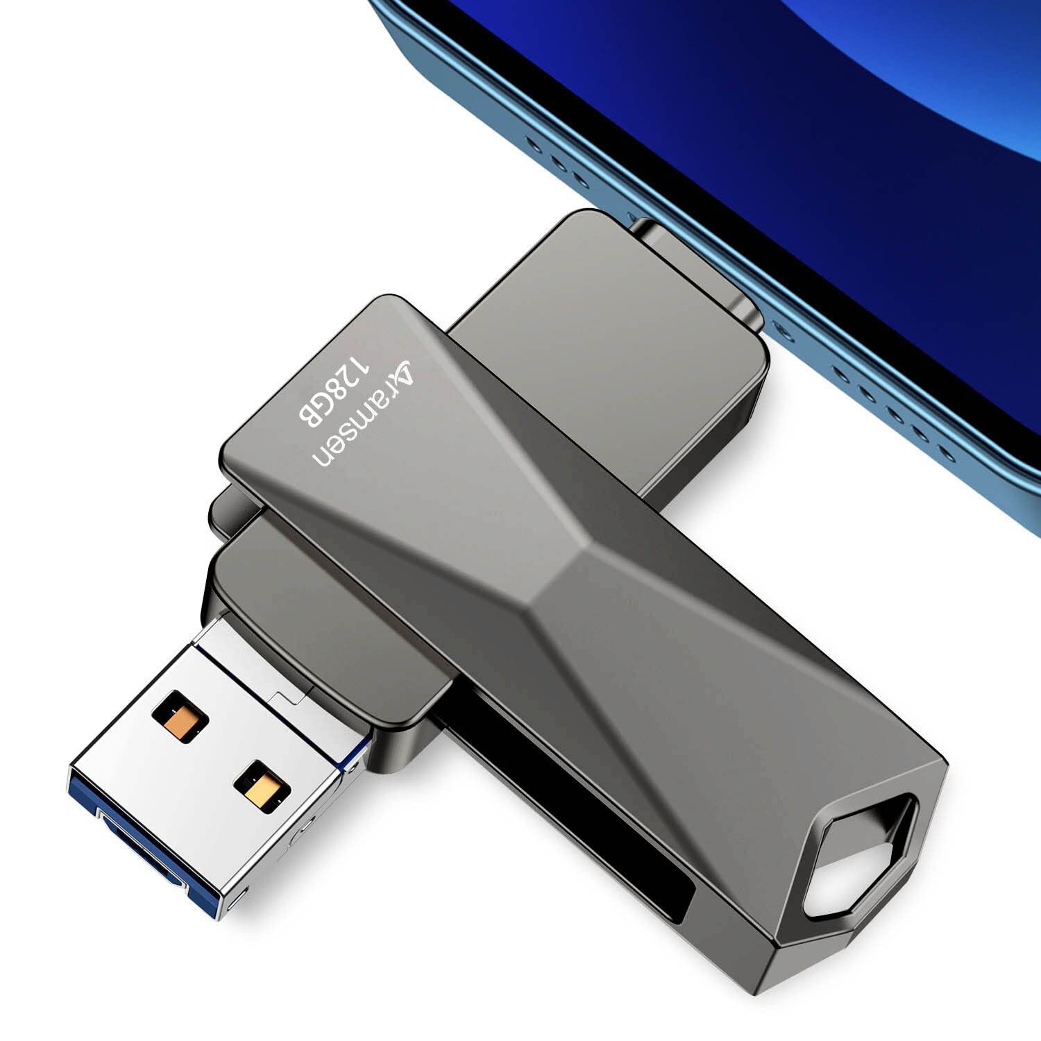aramsen 128GB USB 3.0 Flash Drive External Storage for iPhone/iPad/Android/PC - Black