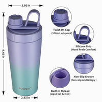 TOOFEEL Insulated Protein Shaker Bottle - 20 oz Stainless Steel Shaker Cups With 2 Shaker Balls, Keeps Cold/Hot, Double Walled Vacuum Metal Protein Shaker, BPA Free Leakproof Gym Shaker