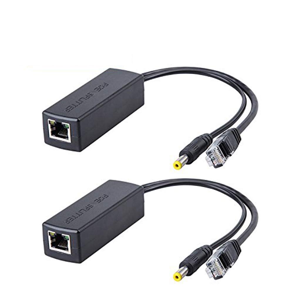 Active POE Splitter Adapter, 48V to 12V, IEEE 802.3af Compliant 10/100Mbps up to 100 Meters for Surveillance Camera, Wireless Access Point and VoIP Phone, 2-Pack