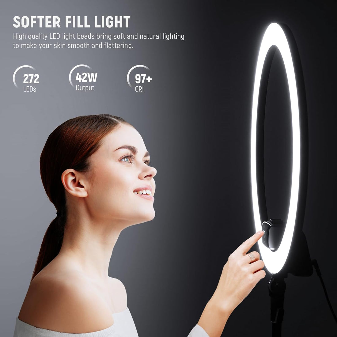 Neewer Advanced 18-inch LED Ring Light Support Manual Touch Control with LCD Screen, 2.4G Remote and Multiple Lights Control, 3200-5600K, Stand Included for Makeup YouTube Video Blogger Salon (Black)