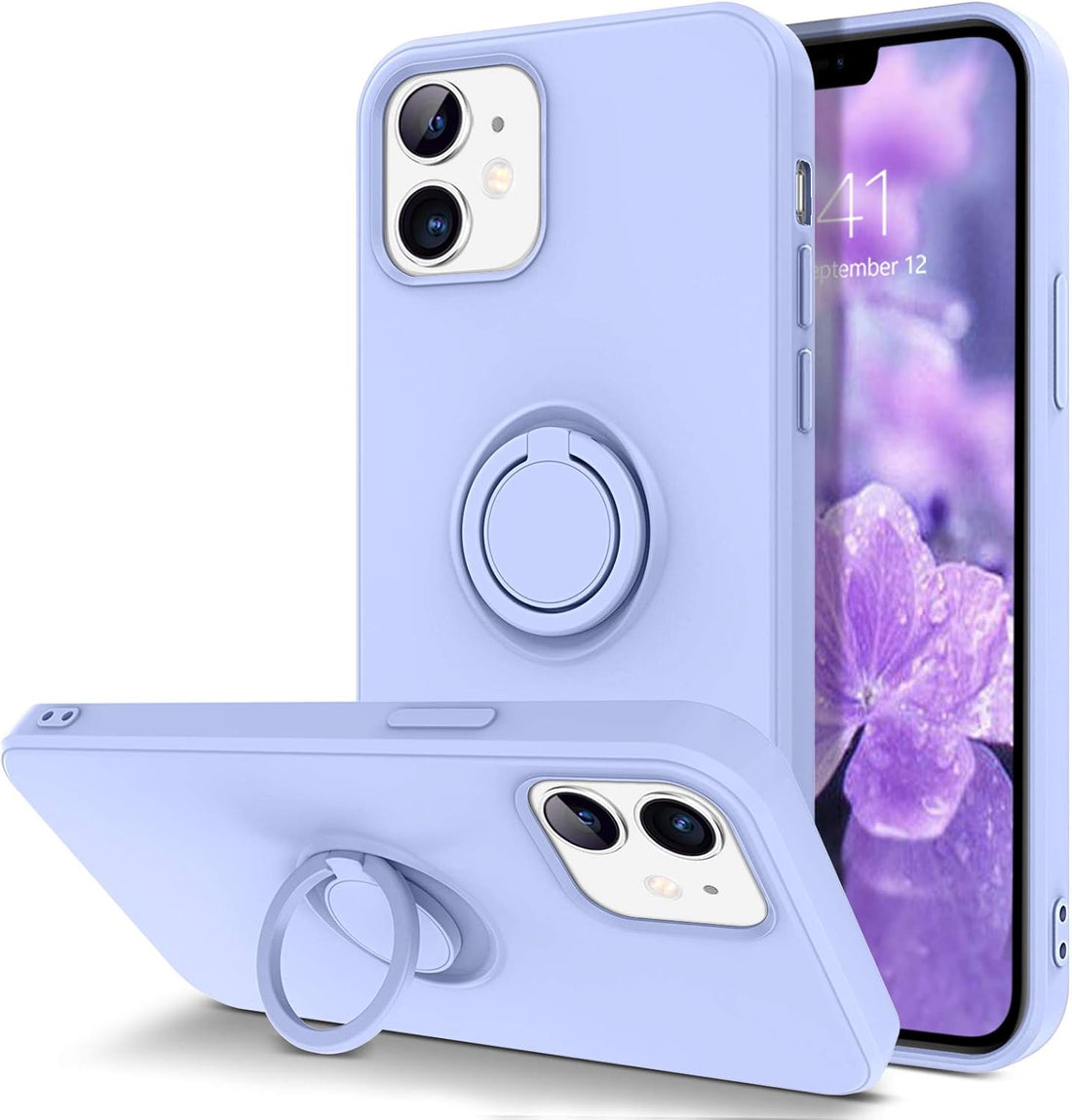 BENTOBEN iPhone 12 Mini Case 5.4 inch, Slim Silicone | Kickstand with 360° Ring Holder | Support Car Mount | Soft Gel Rubber Hybrid Hard Protective Shockproof Bumper Cover Phone Case, Purple