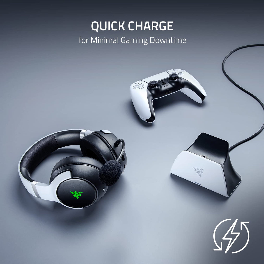 Razer Quick Charging Stand for PlayStation 5: Quick Charge - Curved Cradle Design - Matches PS5 DualSense Wireless Controller - One-Handed Navigation - USB Powered - Red (Controller Sold Separately)