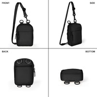 Geestock Mini Sling Bag, Men Women Waterproof Crossbody Bag, Small Chest Bag, Fanny Back, Shoulder Bag, Backpack for Travelling Hiking Travel, Black