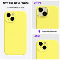 ORNARTO Designed for iPhone 15 Case with Screen Protector [2 Pack], Liquid Silicone Gel Rubber Cover [Full Body] Shockproof Case for iPhone 15 6.1 inch-Lemon Yellow