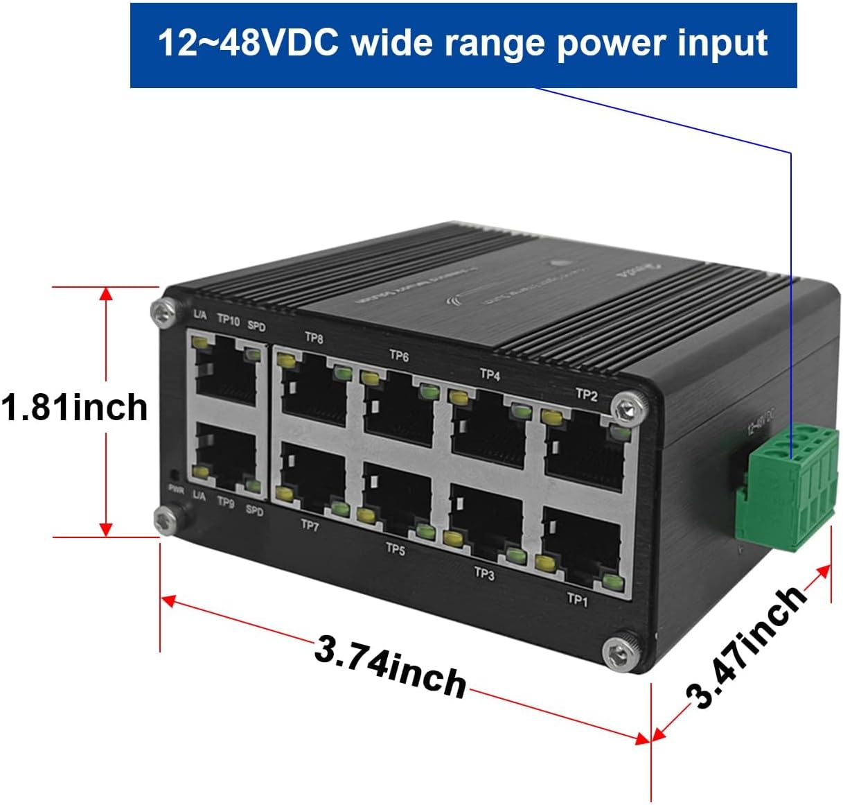 Hardened Industrial Gigabit Compact Ethernet Switch 10-Port – In Use