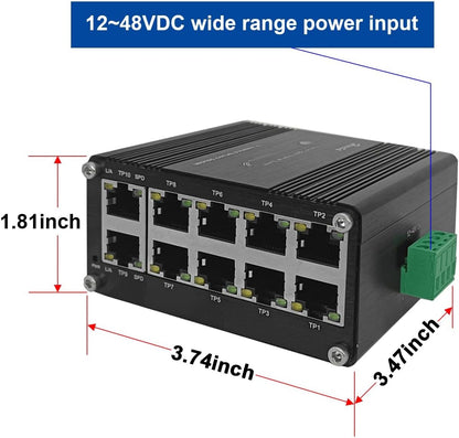 Hardened Industrial Gigabit Compact Ethernet Switch 10-Port – In Use