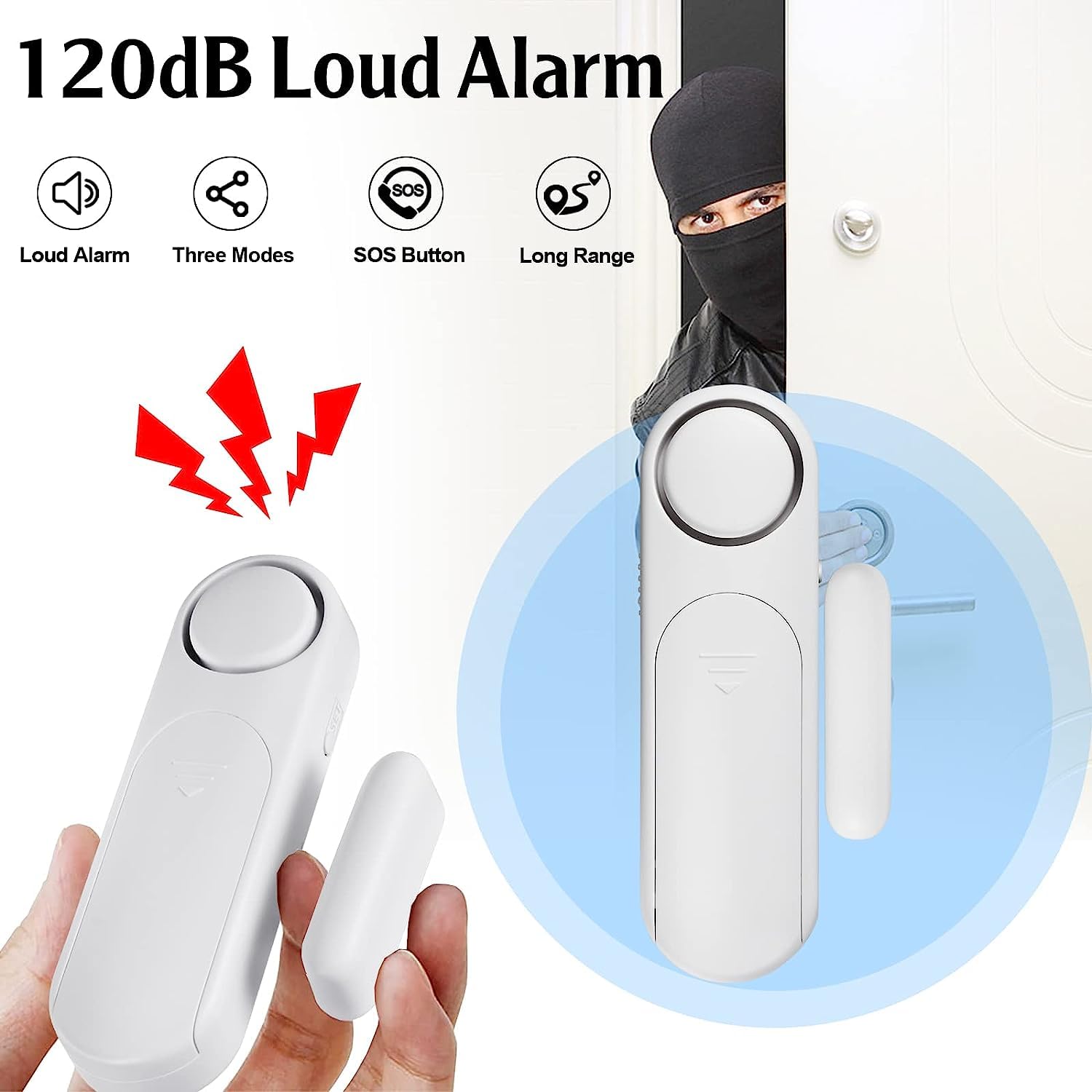 Door Alarm 120dB Door and Window Alarm Sensor 3 Modes Contact Sensor Alarm for Home and Property Security