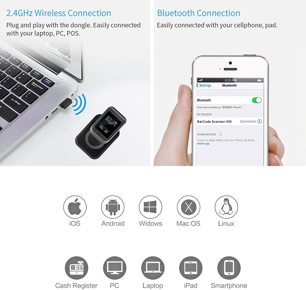 Symcode 2D QR Bluetooth Barcode Scanner with Screen Display – In Use