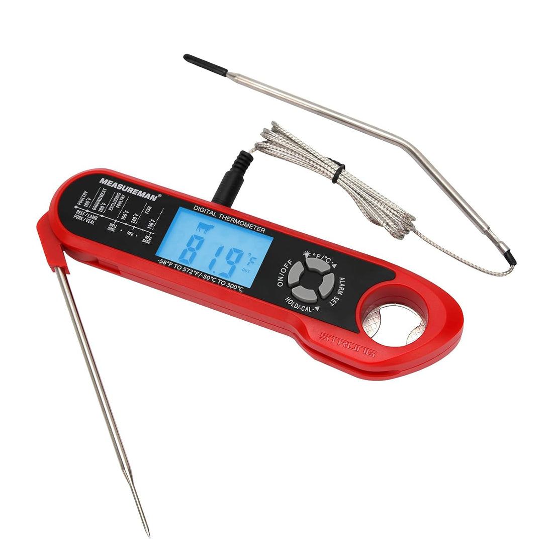 MEASUREMAN Digital Meat-Thermometer Instant-Read Food Temperature-Probe - with Magnet Calibration Thermometer Waterproof for Kitchen Cooking Grill BBQ Oven Candy