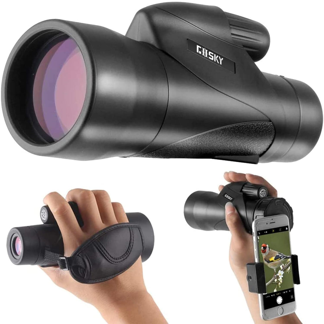 Gosky 12x50 ED Glass Monocular- Ultra HD Multi-Coated Waterproof Monocular Telescope-BAK4 Prism for Wildlife Bird Watching Hunting Camping Travelling Wildlife Secenery