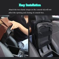 DURASIKO Car Center Console Pad with Front Storage Pocket for Phone,PU Leather Armrest Cushion with Cup Holder,Elbow Rest Pillow,Universal Car Armrest Seat Box Cover Protector for Most Vehicles