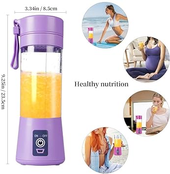 Portable Blender Smoothies Personal Blender Mini Shakes Juicer Cup USB Rechargeable (Purple)