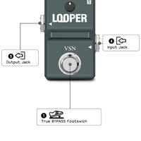 VSN 48K Looper Electric Guitar Effect Loop Pedal 10 Minutes of Looping Unlimited Overdubs USB Port True Bypass