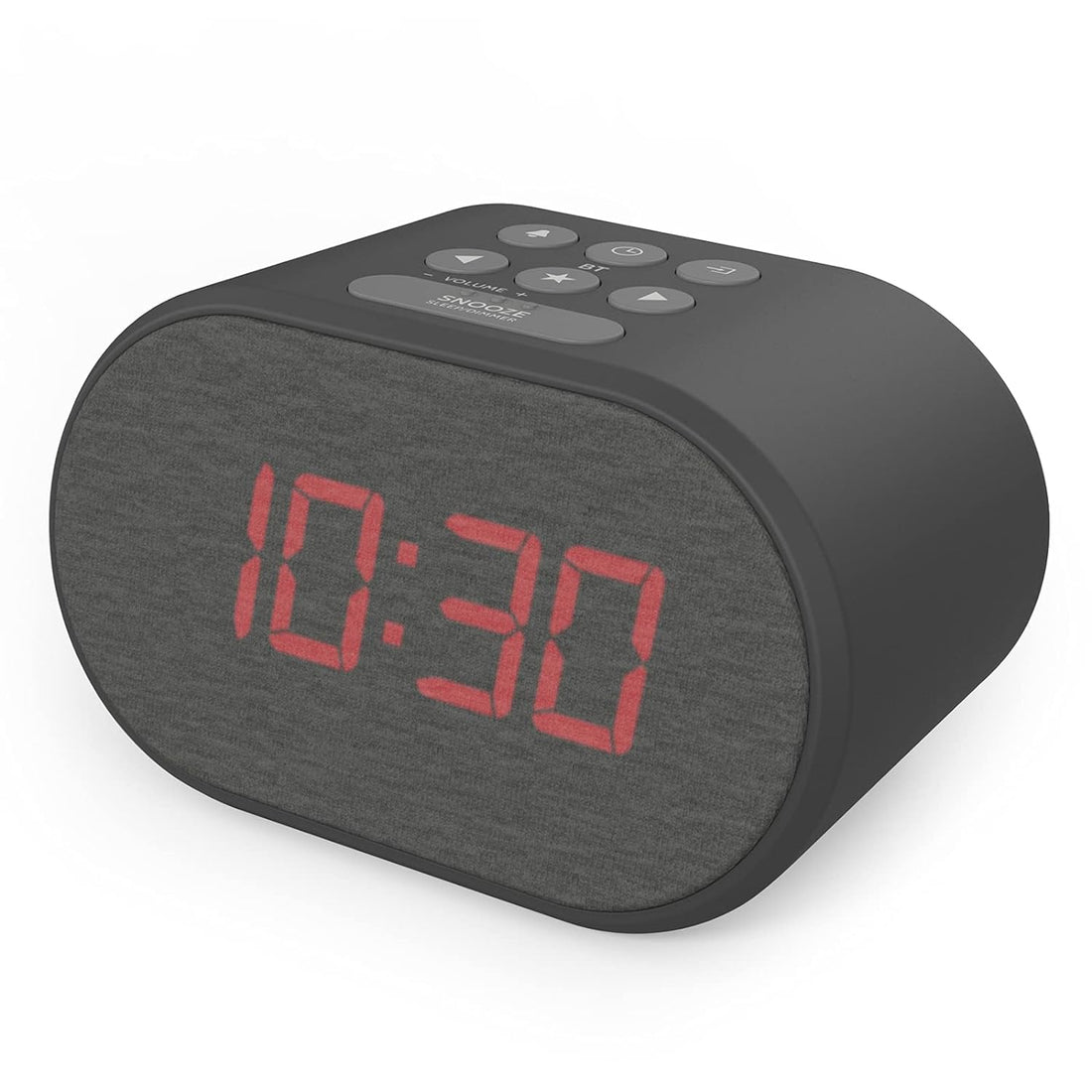 Alarm Clock Bedside Non Ticking LED Backlit Alarm Clock with USB Charger & FM Radio, 5 Step Dimmable Display - Wall Outlet Powered with Battery Backup (Black)