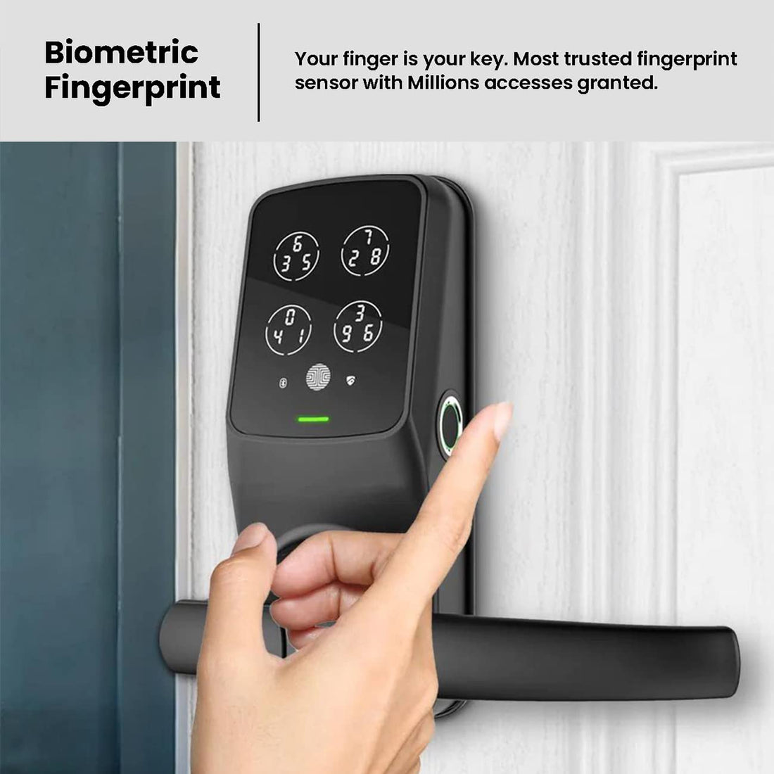Lockly PGD628FMB, Fingerprint Bluetooth Keyless Entry Door Smart Lock, Discrete PIN Code Input, Matte Black