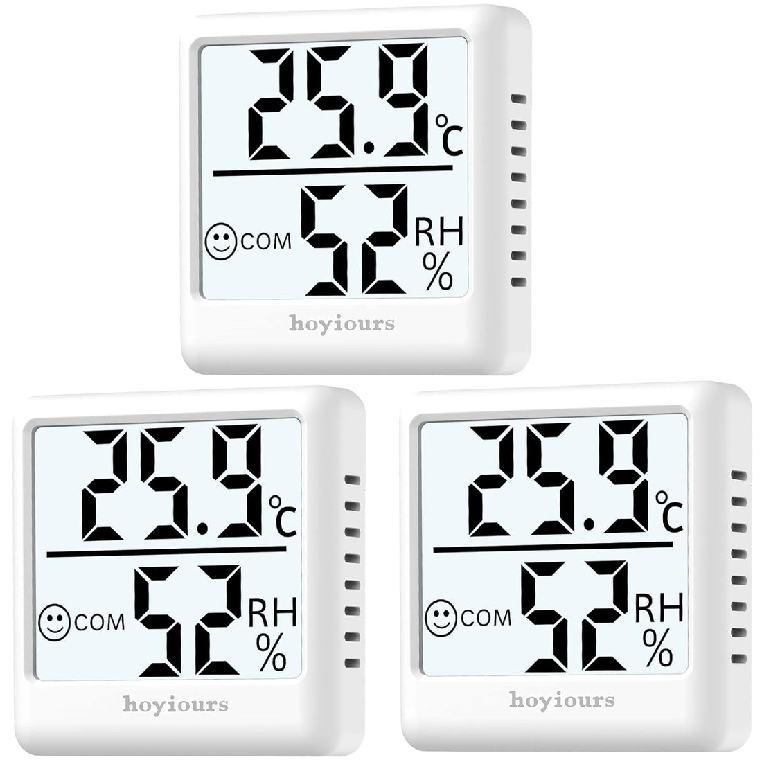 hoyiours Room Thermometer Indoor Hygrometer, 3 Pack Mini Temperature Monitor Humidity Meter, Digital Hygrometer Thermometer for Home, Office, Bedroom, Babyroom