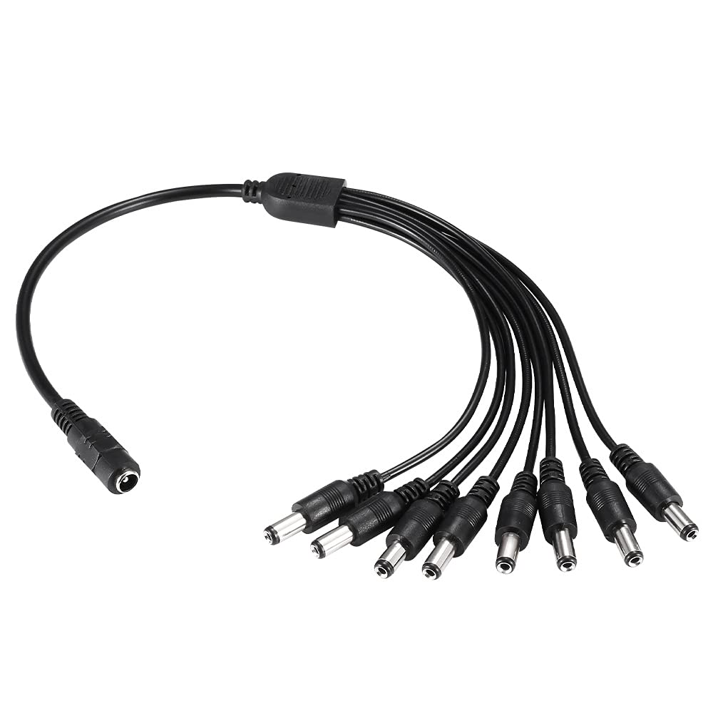 Power Splitter Cable 1 Female to 8 Male Power Supply Wire Cord Y Adppter for CCTV Security Cameras and LED Strip Lights (1 to 8 Splitter Cable)