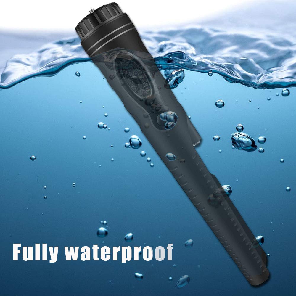 Fully Waterproof Pinpoint Metal Detector Pinpointer 360° Search Pinpointing Finder Probe Treasure Hunting Tool Accessories for Adults and Kids (Three Mode) Hs08-Black