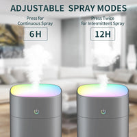Humidifiers for Bedroom Colorful Cool Mist Humidifier 350ML Portable Mini Humidifier with Night Light,Jelison Auto Shut-Off, 2 Mist Modes,Super Quiet, for Home,Office,game,Grey
