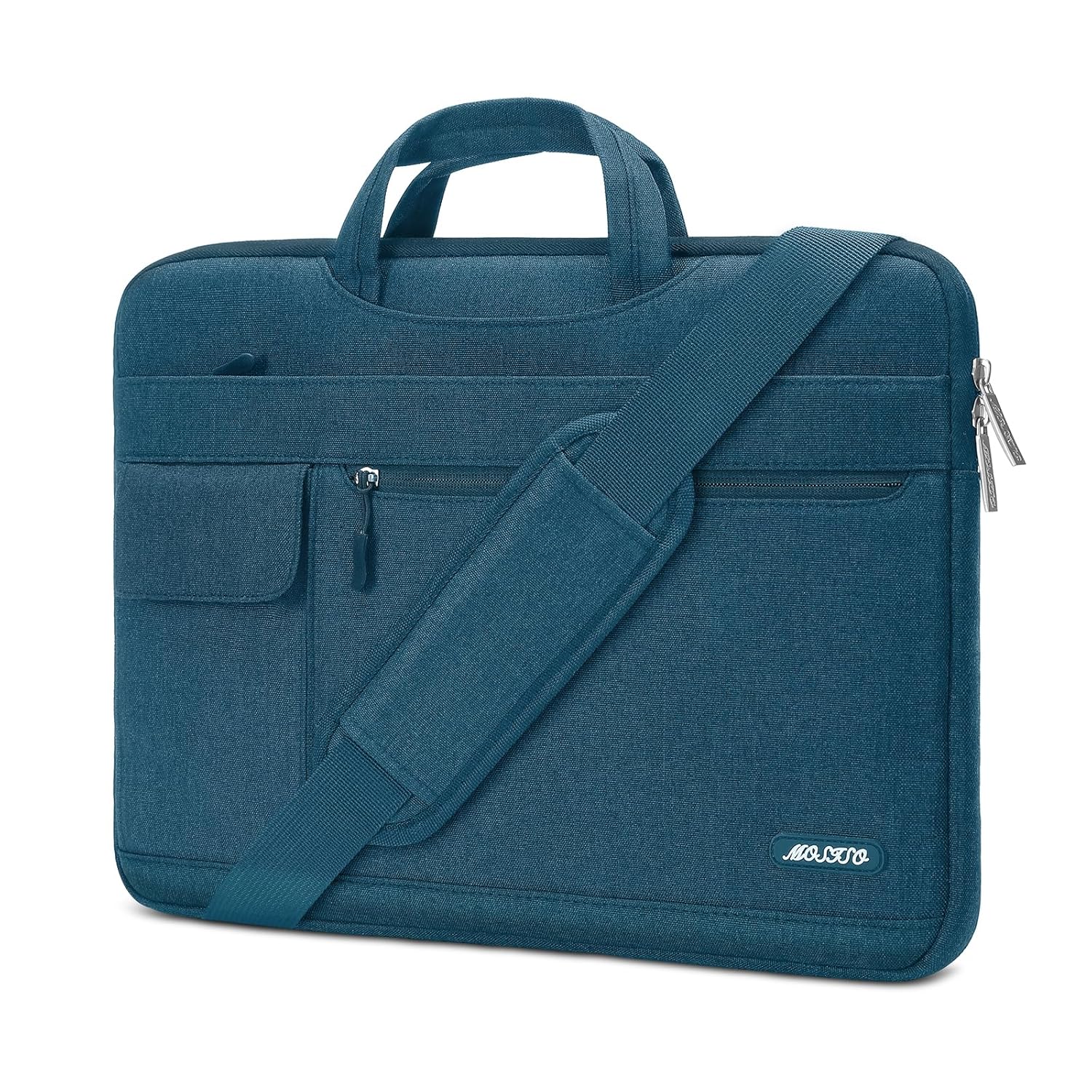 MOSISO Laptop Shoulder Bag Compatible with 2019 MacBook Pro 16 inch with Touch Bar A2141, 15-15.6 inch MacBook Pro 2012-2015, Notebook, Polyester Flapover Briefcase Sleeve Case, Deep Teal