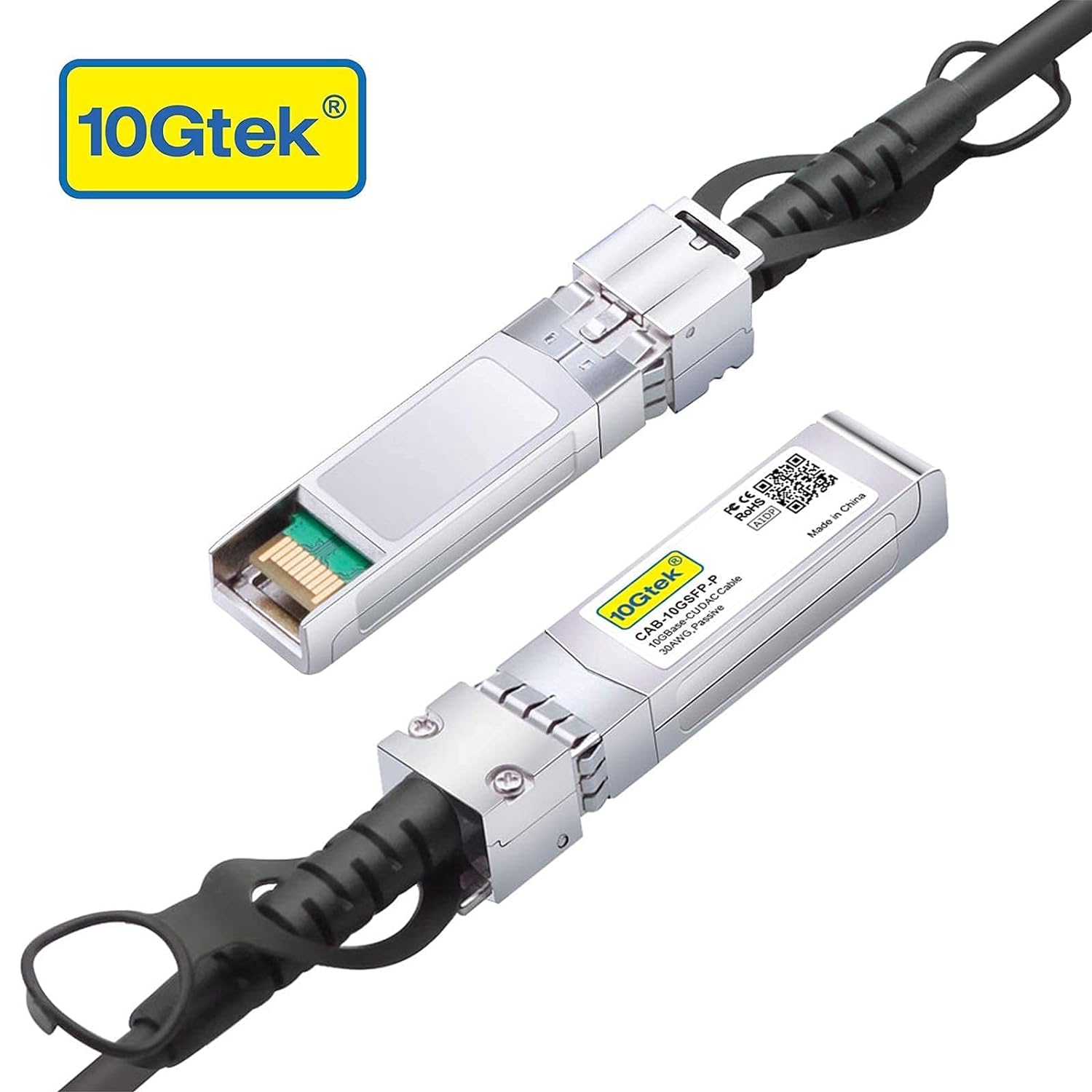 10Gtek# [2-Pack] 10G SFP+ DAC Cable - 10GBASE-CU Passive Direct Attach Copper Twinax SFP Cable for Cisco SFP-H10GB-CU2.5M, Ubiquiti UniFi, D-Link, Supermicro, Netgear, Mikrotik, Fortinet, 2.5m