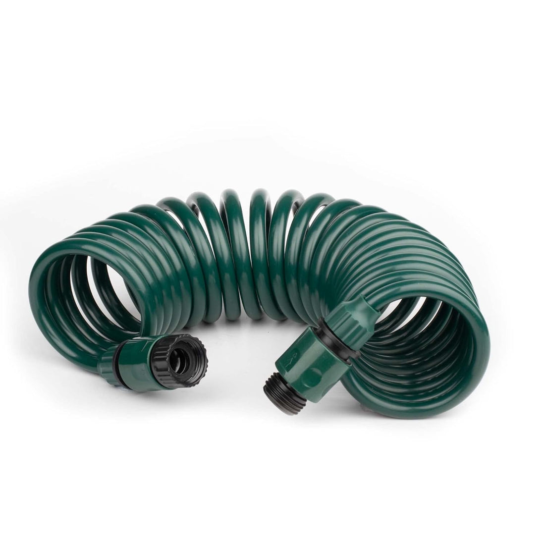 FUNJEE Lightweight EVA Coil Hose, 20 FT Garden Hose with Nipple QD Fittings, Female and Male Thread QD Fittings, Garden Tool Set for Lawn, Patio, Home(20FT, Green)
