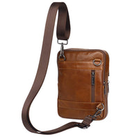 Vintage Leather Shoulder Messenger Bag for Men Travel Business Crossbody Pack Daypack Wallet Phone Pouch Purse Bag Black