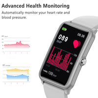 FITVII Fitness Tracker, Heart Rate Blood Pressure Monitor Activity Tracker, 1.57'' Touch Screen Calorie Step Counter IP68 Waterproof Watch with Weather Sleep Monitor Music Control for Women Men Kids