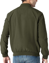 TBMPOY Men's Windproof Bomber Jackets Lightweight Running Windbreaker Outdoor Golf Fashion Coat, 7-dark Army Green, Large