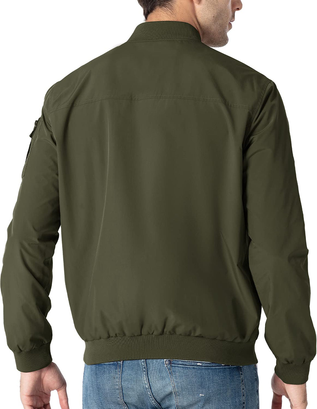 TBMPOY Men's Windproof Bomber Jackets Lightweight Running Windbreaker Outdoor Golf Fashion Coat, 7-dark Army Green, X-Large