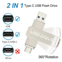 Liye 512GB USB Flash Drive, 2-in-1 Dual USB Type -C Flash Drive 512gb Thumb Drive Metal Memory Stick for USB C Smartphones, Tablets, PC