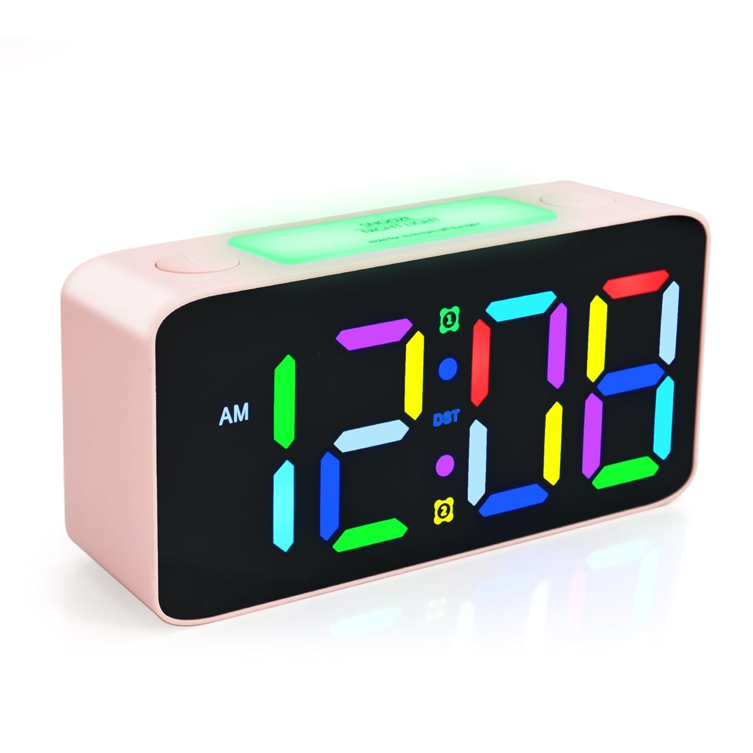 AYRELY Digital Alarm Clock for Bedroom - Dual Loud Alarms, Large Night Light with 7 Colors,Adjustable Volume,Dimmer,Desk Clock with USB Charger, Ok to Wake Up for Kids,Teens