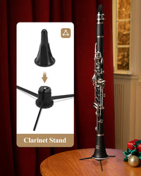 Eastar B Flat Clarinet Black Ebonite Clarinet with Mouthpiece,Case,2 Connector,8 Occlusion Rim,Clarinet Stand,3 Reeds and More Keys