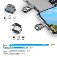 Flash Drive 32GB Dual USB C USB 3.0 OTG with Keychain Hole USB Flash Drive for Laptop PC PDA Smartphones Tablet Samsung Black