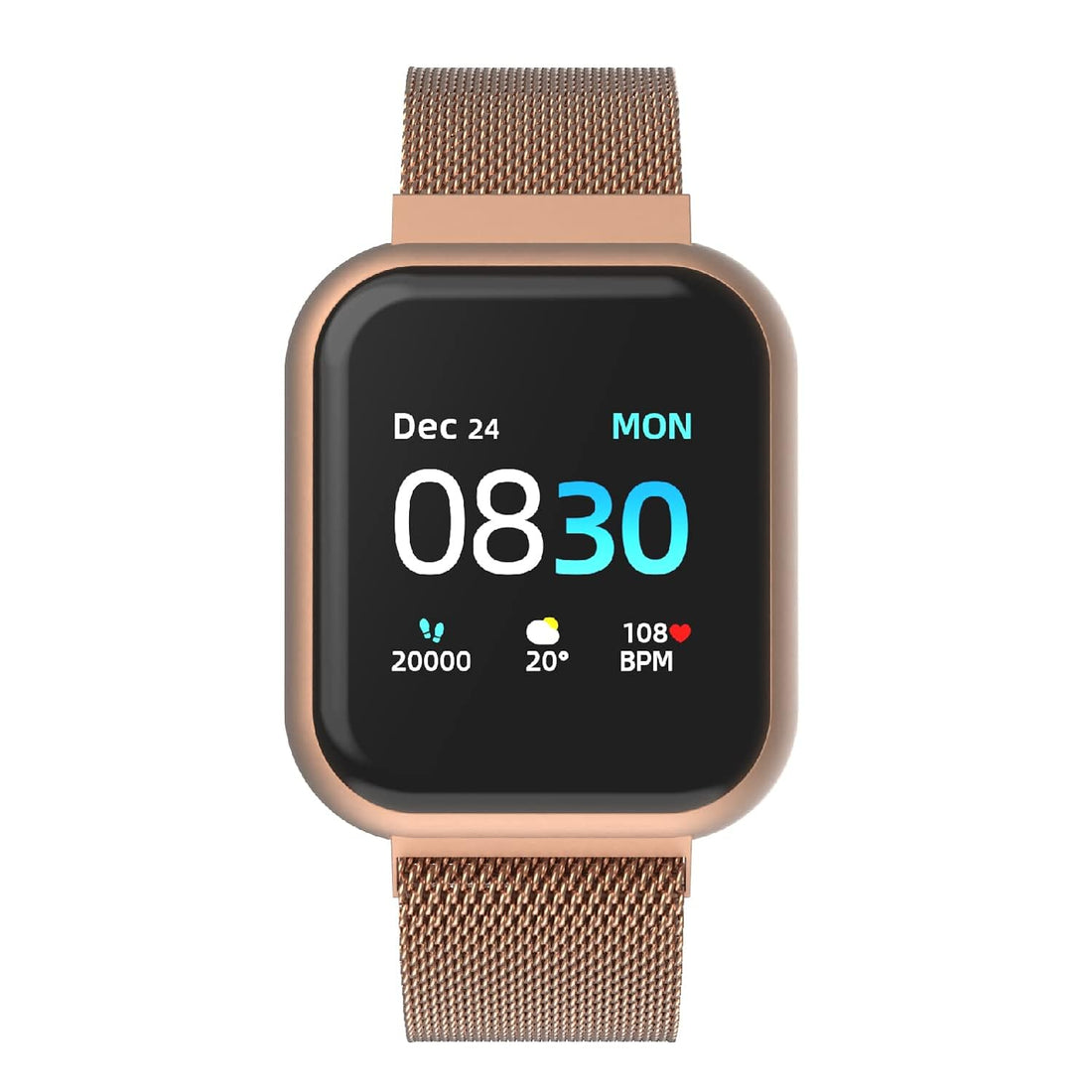 iTouch Air 3 Smartwatch for Fitness, iPhone and Android Compatible, Pedometer, Walking and Running Tracker for Women and Men (Rose Gold Mesh)