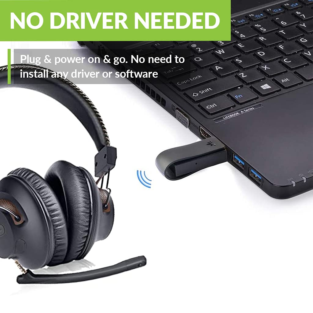 Avantree DG59(M) Wireless Headphones with Microphone & USB Adapter Set for PC Computer Laptop PS5 PS4, High Sound Quality in-Game Voice Chat, 40hrs Bluetooth Headsets with Mic for Skype Zoom Meetings