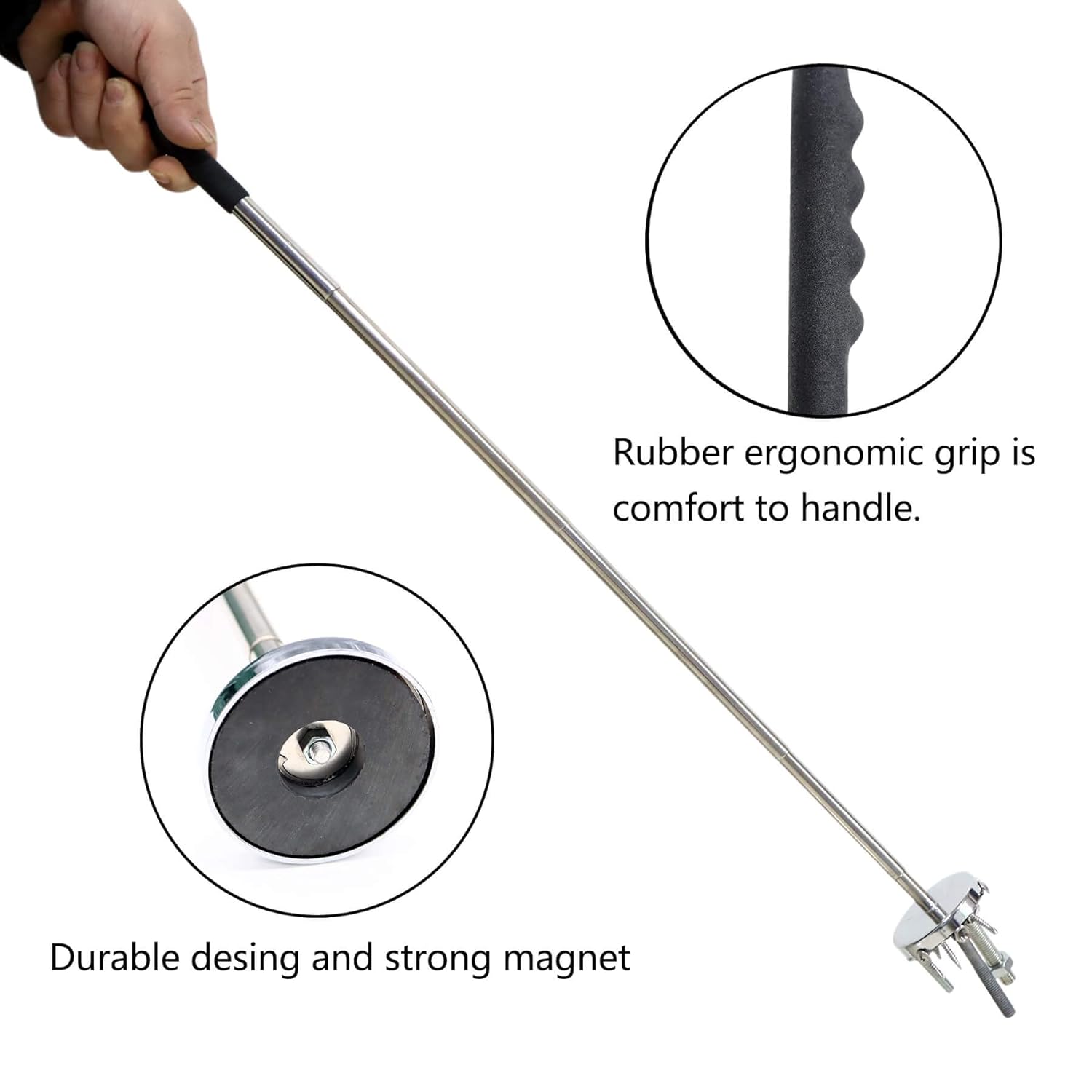 Evecad Magnetic Pickup Tool, Telescoping Magnet Sweeper, Screws Parts Finder with 18Lbs Magnetic Pull Capacity, Nail Magnet, Extendable Telescoping Magnetic Pickup Tool, Retractable from 8 to 34 inch