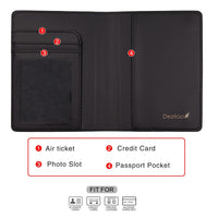 Deziliao Passport and Vaccine Card Holder Combo, PU Leather Passport Holder with Vaccine Card Slot, Passport Wallet for Men and Women, Black, Basic