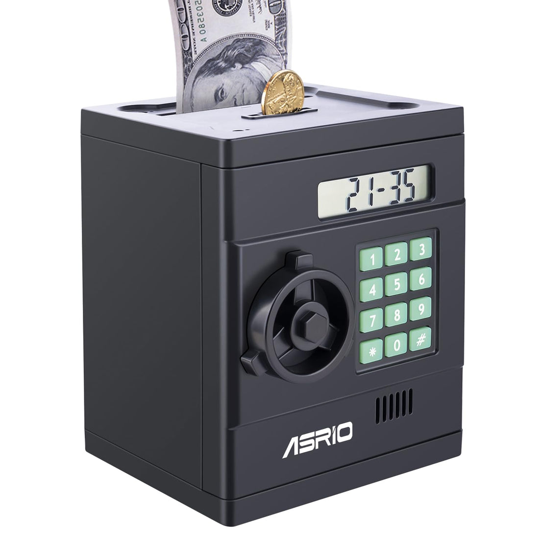 ASRIO ATM Piggy Bank Girls for Boys Kids, ATM Piggy Bank for Real Mony-Black