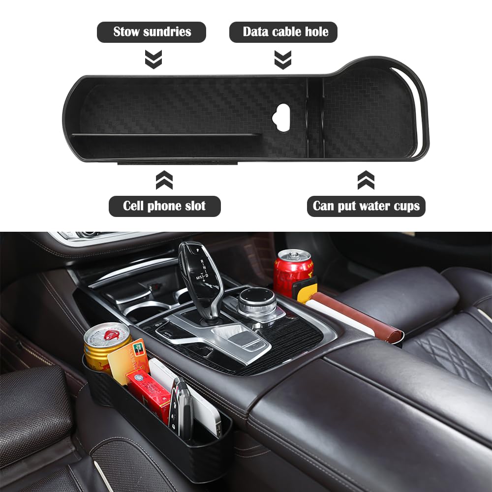 2PCS Car Seat Gap Filler Organizer with Cup Holder,Multifunction Gap Storage Box for Car Cell Phone,Key,Wallet,Universal Car Organizers and Storage Car Accessories Interior for Women Men