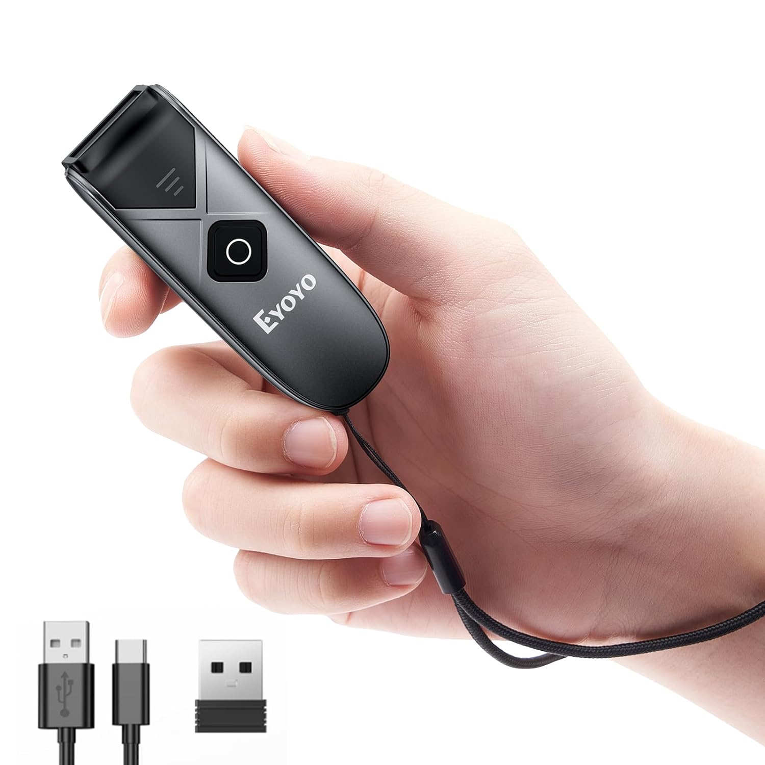 Eyoyo Bluetooth 2D&1D Barcode Scanner, Portable Wireless Mini Barcode Reader with 2.4G Wireless/Bluetooth/USB Wired Connection QR Code Scanner Compatible with Pad, Phone, Android, Tablet PC