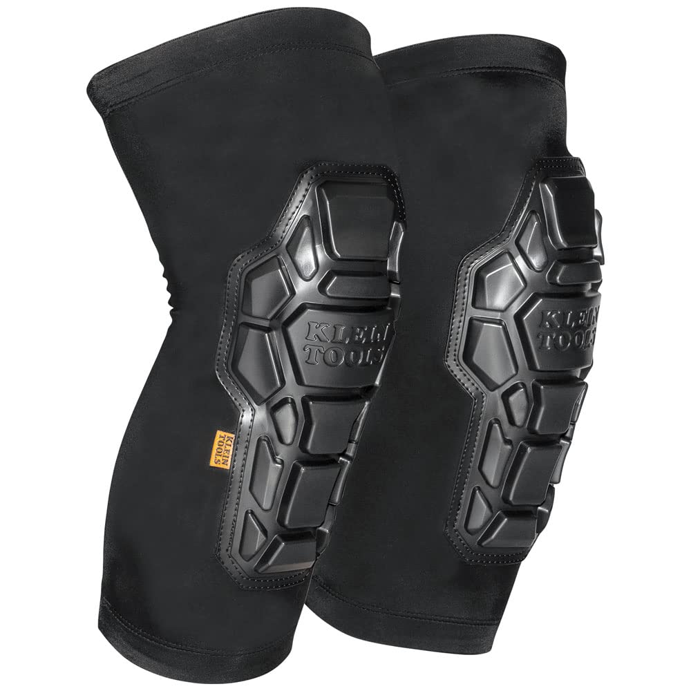 Klein Tools 60615 Knee Pad, Heavy Duty Padded Knee Sleeves, Breathable Mesh Back, Elastic Cuff with Slip-Resistant Silicone, S/M, Black