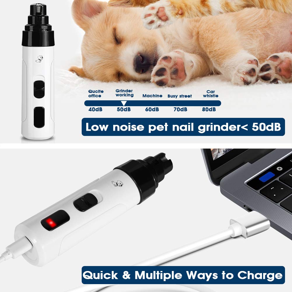 KENANLAN Lime Pour chiens Paws 18×11×4 pet Nail Grinder, Quiet Electric Nail Clipper with USB Rechargeable for Small Medium Dogs Cats
