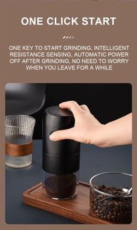 Electric Coffee Grinder Portable -One Button Control Coffee Bean Grinder Low Temperature Ceramic Grinding Core Espresso Grinder USB-Rechargeable (White)