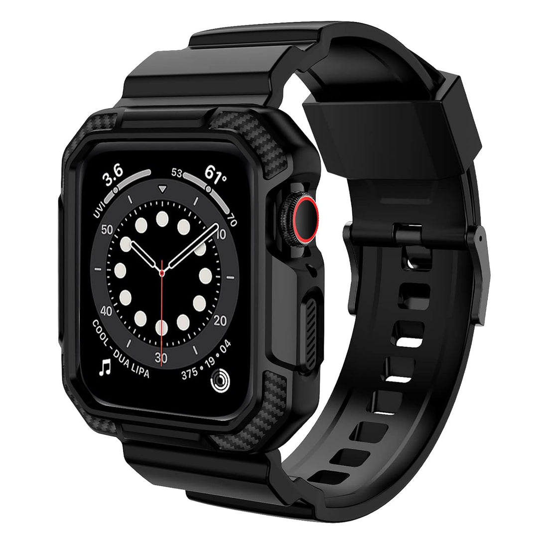 OROBAY Compatible with Apple Watch Band 45mm 44mm 42mm with Case, Shockproof Rugged Band Strap for iWatch SE Series 7 6 5 4 3 2 1 45mm 44mm 42mm with Bumper Case Cover Men Women, Matte Black