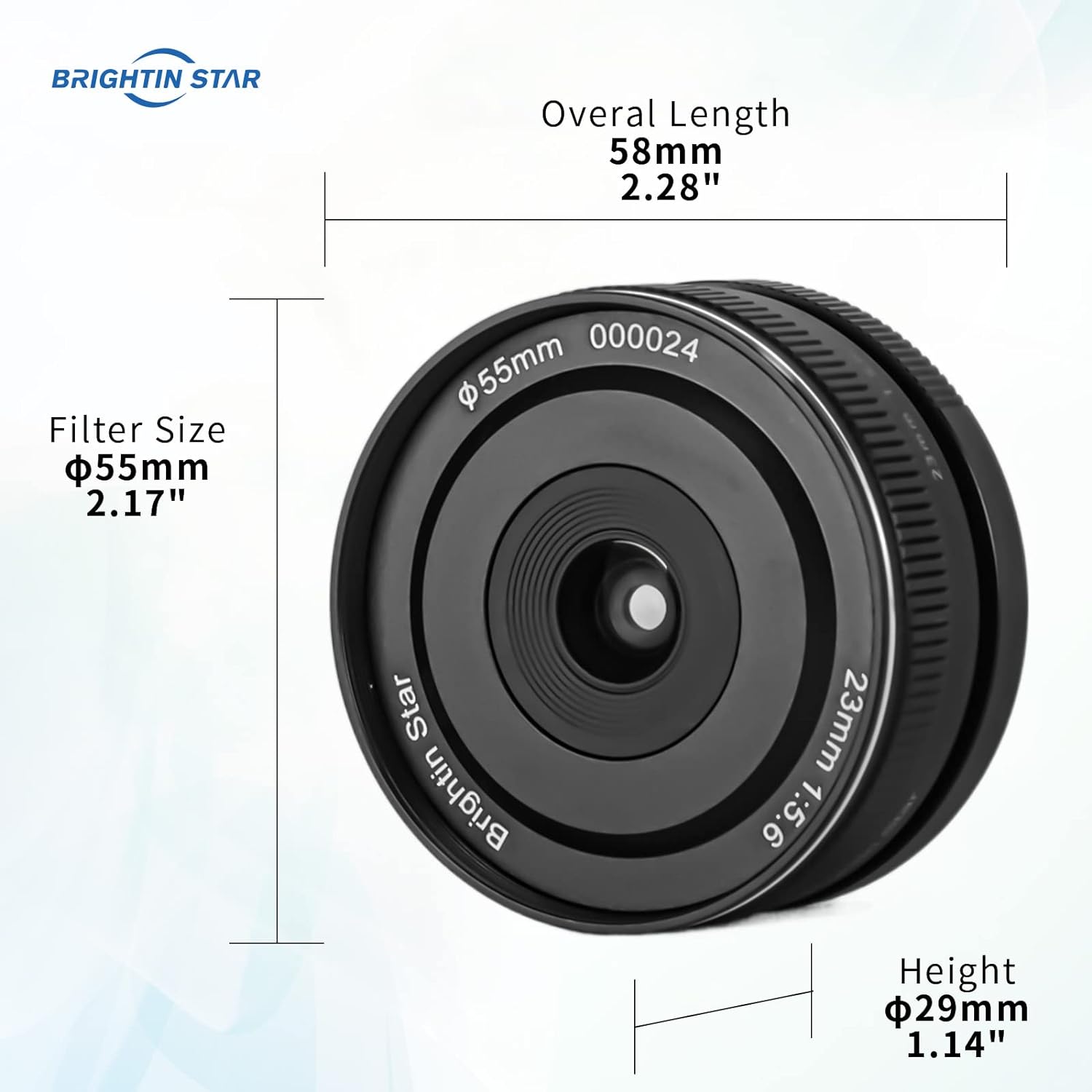 Brightin Star 23mm F5.6 Full Frame Portable Pancake Manual Focus Mirrorless Camera Lens, Fit for L-Mount Leica SL, SL2, T, TL, TL2, TL18, CL/Panasonic LUMIX S1, S1R, S1H/ Sigma FP