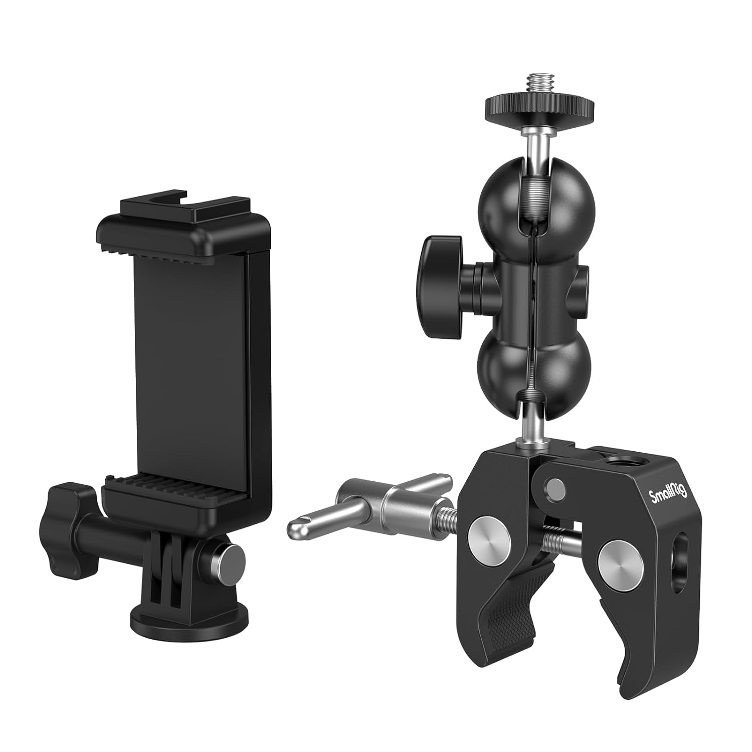 SMALLRIG Super Camera Clamp Mount for Gopro and Phone, Adjustable Camera Mount with Gopro Adapter and Phone Mount 4373